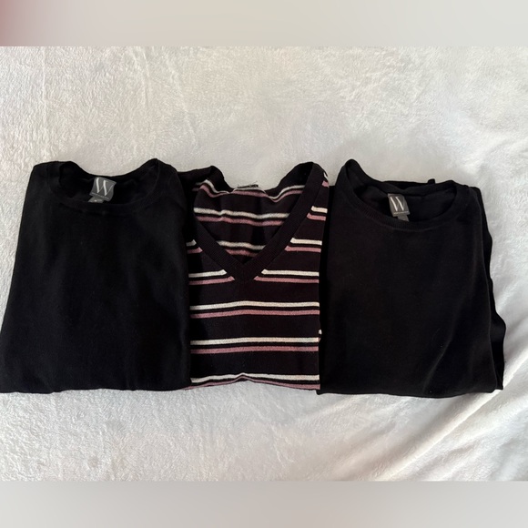 Worthington Sweaters - Worthington 2 Black Sweaters Pink Cream Striped Sweater 3 Lot M